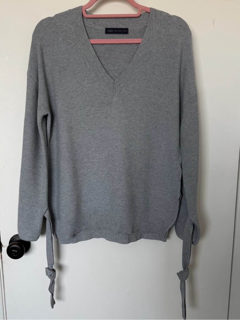 M&S Collection Silver Grey V-Neck Sweater Size UK 12